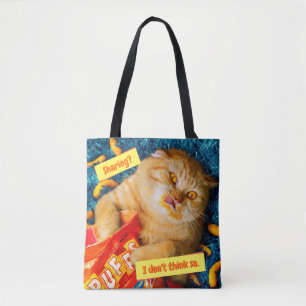 Tote Bag Chat mangeant des boulettes de fromage