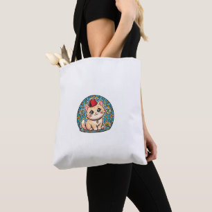 Tote Bag Chat marocain Kawaii mignon avec autocollant Tarbo
