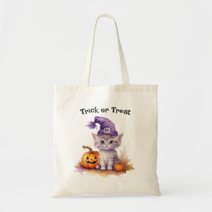 Tote Bag Chat mignon dans la sorcière Casquette Halloween T