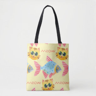 Tote Bag Chat Motif mignonne Colorful Animaux Animaux