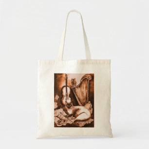 Tote Bag CHAT MUSICAL, Blanc Brown