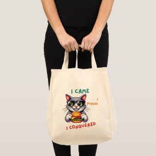 Tote Bag Chat nerd cool avec hamburger tomcat cheeseburger