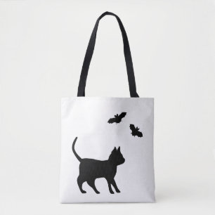 Tote Bag Chat noir avec chauve-souris