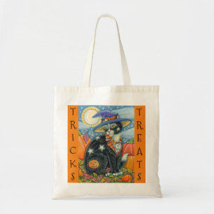 TOTE BAG CHAT NOIR CHAT WITCH & SOURIS HALLOWEEN TRICK OU T