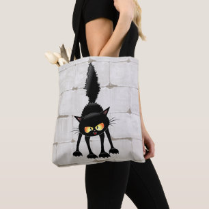 Tote Bag Chat noir de dessin animé drôle et féroce
