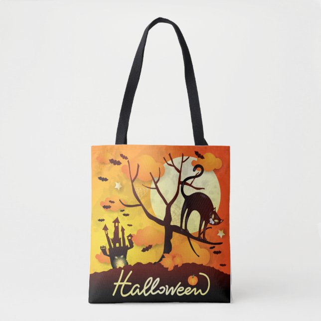 Tote Bag Chat noir d'Halloween (Devant)