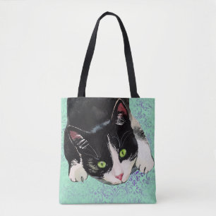 Tote Bag Chat noir et blanc de smoking