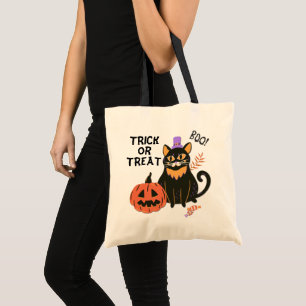 Tote Bag Chat noir mignon Halloween Trick ou traitement