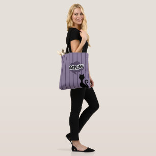Tote Bag Chat noir mivers rayures violettes