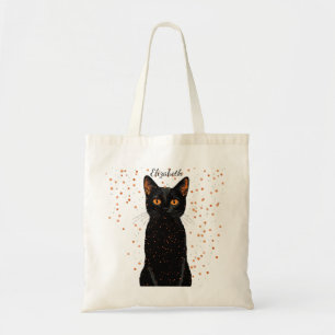Tote Bag Chat noir mystique avec yeux orange et Parties sci
