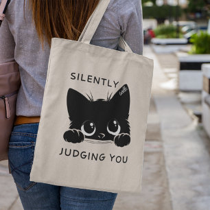 Tote Bag Chat Noir Personnalisé Mignonne En Silence Vous Ju