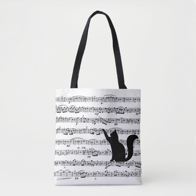 Tote Bag Chat noir sur feuille (Devant)