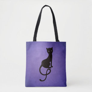 Tote Bag Chat noir violet Gracieux
