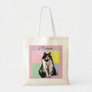 Tote Bag Chat Tabby Pastel Chats Enfants Filles Rose clair