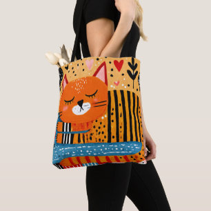 Tote Bag Chat tigré orange 