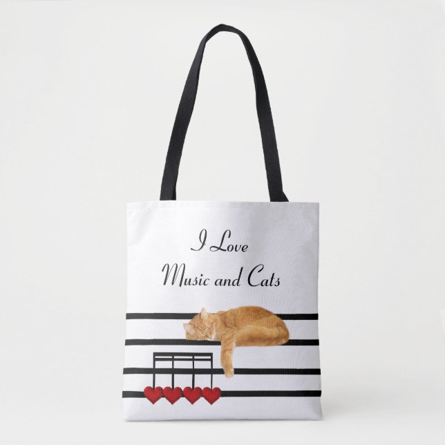 Tote Bag Chat tigré orange musical (Devant)