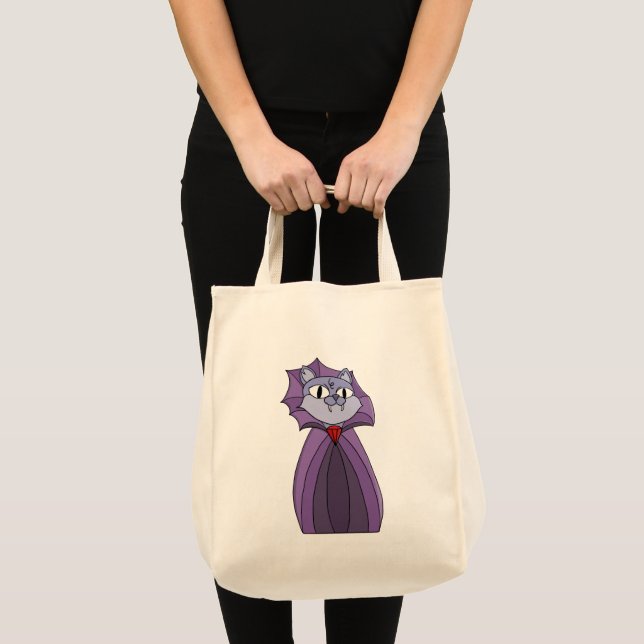 Tote Bag Chat Vampire à Purple Cape (Devant (produit))