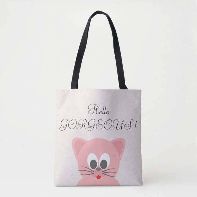Tote Bag Chat Whimsical Quirky Glittery-Bonjour Gorgeek (Devant)