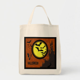Tote Bag Château haunted, Bats et Yellow Moon