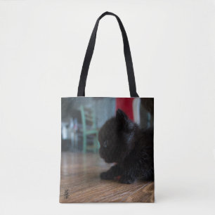 Tote Bag Chaton noir de près