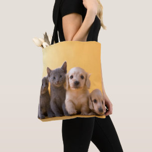 Tote Bag Chatons et chiots bleus russes de teckel