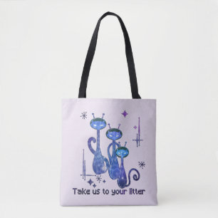Tote Bag Chats Aliens amusants - "Emmenez-Nous Sur Votre Li