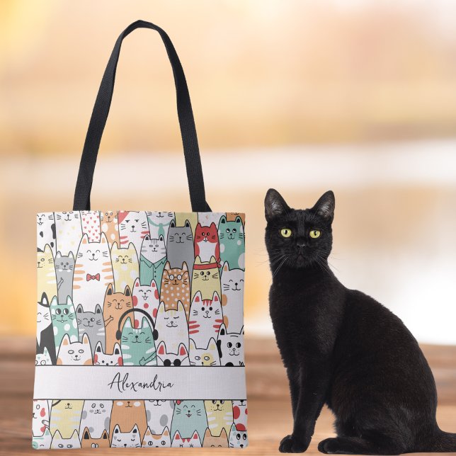 Tote Bag Chats, Chats et plus Chats Monogramme (Créateur téléchargé)