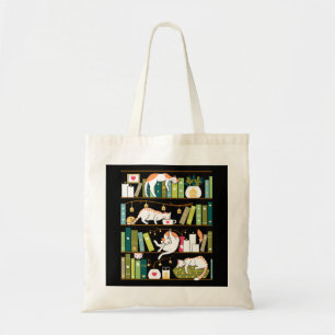 Tote Bag Chats de bibliothèque - chats fantaisistes sur les