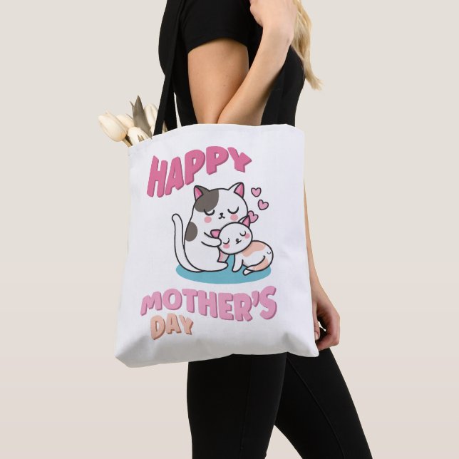 Tote Bag Chats de la Fête des Mères, style kawaii (De près)