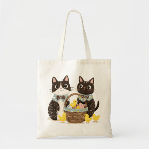 Tote Bag Chats de Pâques Panier de Pâques Bébés Poussins