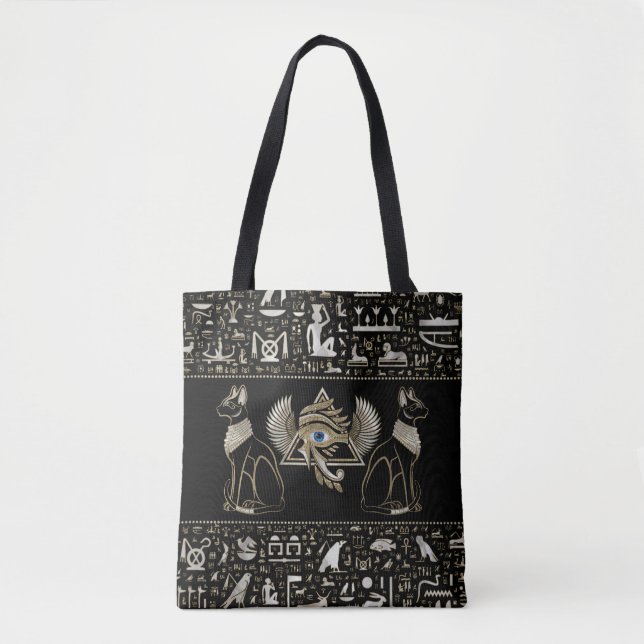 Tote Bag Chats égyptiens et oeil de Horus (Devant)