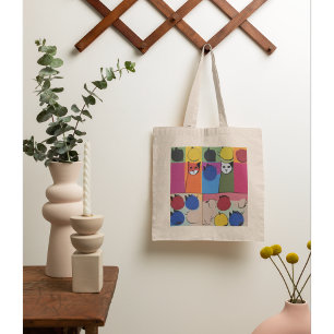 Tote Bag Chats et fruits contemporains modernes