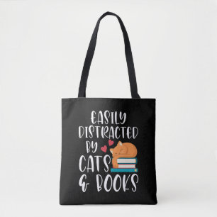 Tote Bag Chats et livres Vin-chaton accro à l'alcool