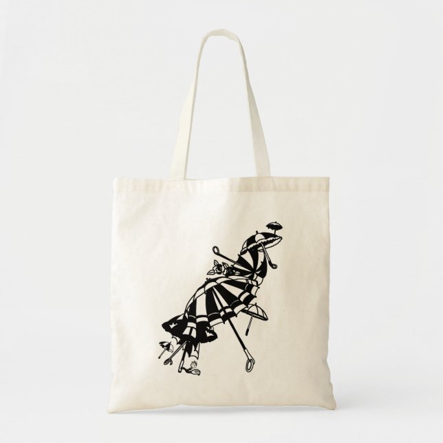 Tote Bag Chats Façades Parasols Parasols Dessin d'art d'enc (Devant)
