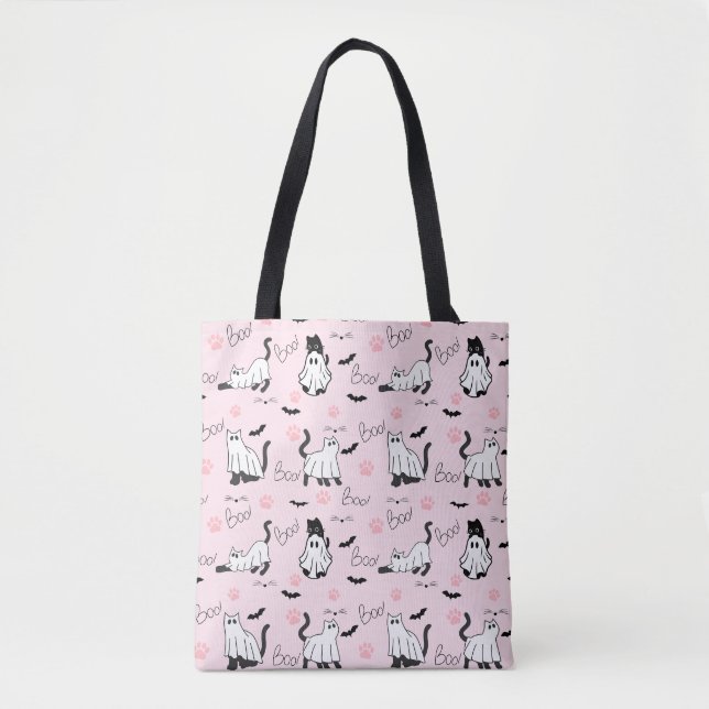 Tote Bag Chats fantômes mignons Halloween (Devant)
