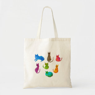 Tote Bag Chats fous colorés en aquarelle