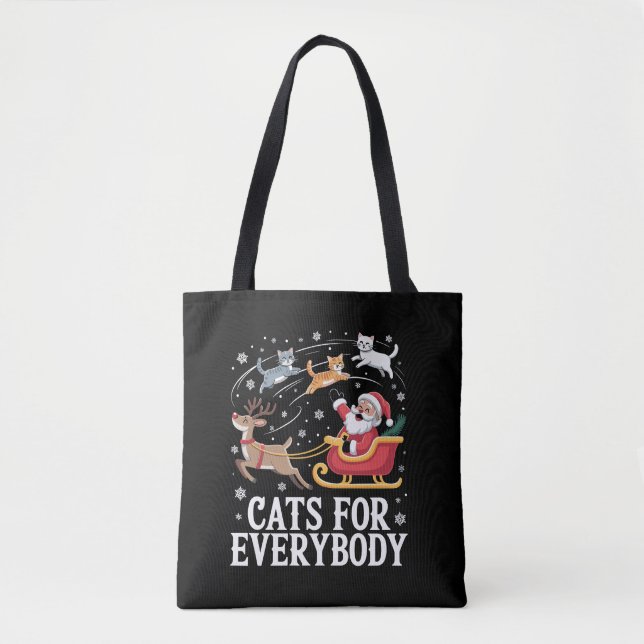 Tote Bag Chats pour tout le monde Noël Chat Funny Noël Père (Devant)