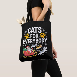 Tote Bag Chats pour tout le monde Noël Santa traîneau neige