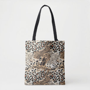 Tote Bag Chats sauvages Empreinte de léopard animal moderne