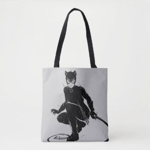 Tote Bag Chatte Encre Brosse Pose