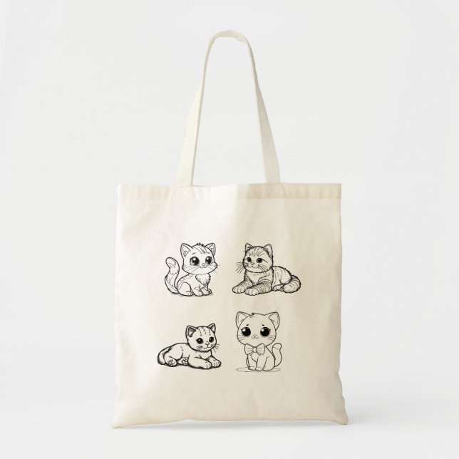 Tote Bag Chatte mignonne, chaton, animal (Devant)