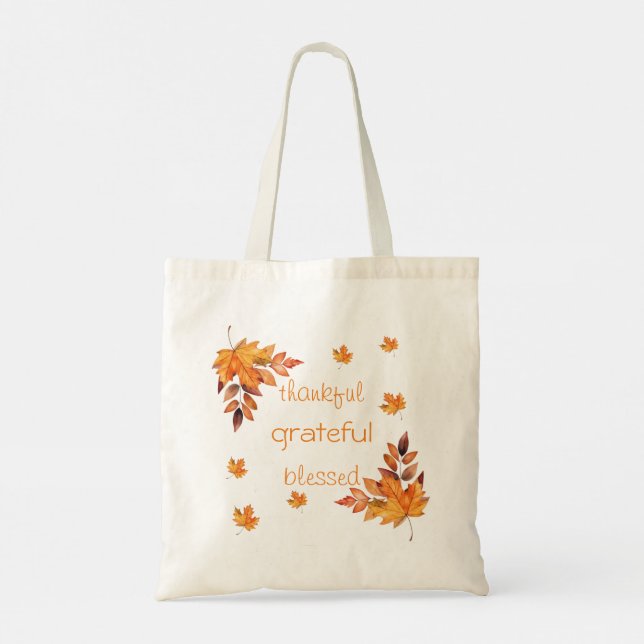Tote Bag Chaud automne Feuilles de automne Merci reconnaiss (Dos)