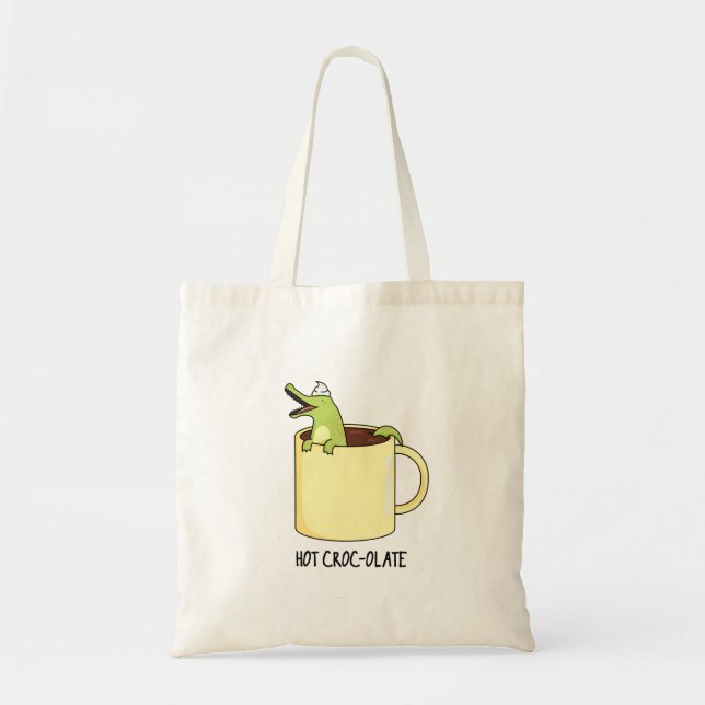 Tote Bag Chaud Croc-colate Funny Crocodile Pun (Devant)