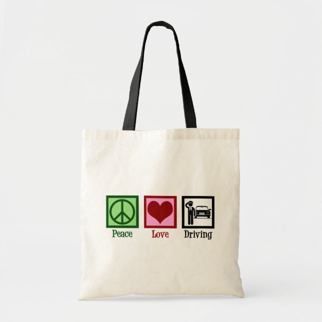 Tote Bag Chauffeur Peace Love Driving Business (Devant)