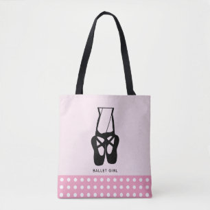 Tote Bag Chaussons De Ballet Noir En Pointe Fille Ballet
