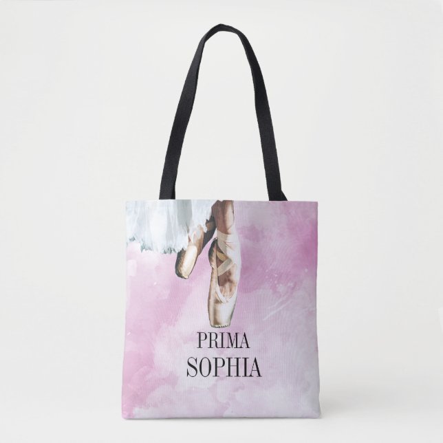 Tote Bag Chaussons de ballet Personnels Prima Pointe Rose (Devant)