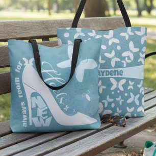 Tote Bag Chaussure Bleu Ardoise Et Papillon