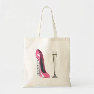 Tote Bag Chaussure stylet de tire-bouchon rose et cannelure