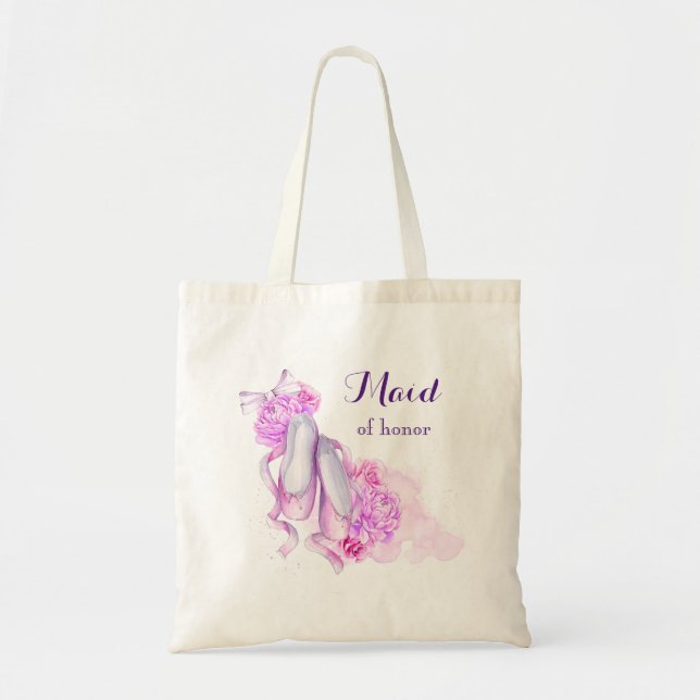 Tote Bag Chaussures de ballet en aquarelle rose (Devant)