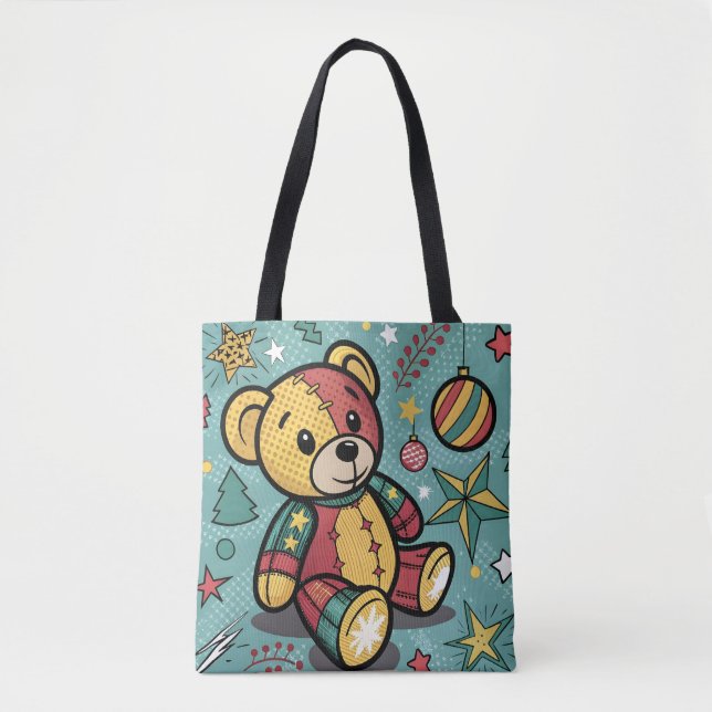 Tote Bag Chaussures de Noël Ours en peluche (Devant)